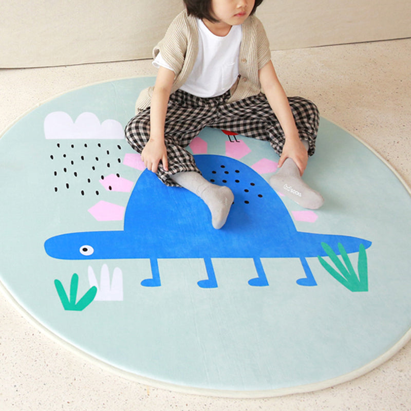 Cartoon Kids Room Rug Multi Colored Animal Carpet Cotton Pet-Friendly Machine Wash Indoor Rug