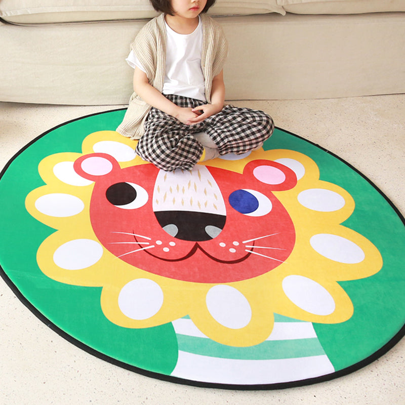 Cartoon Kids Room Rug Multi Colored Animal Carpet Cotton Pet-Friendly Machine Wash Indoor Rug