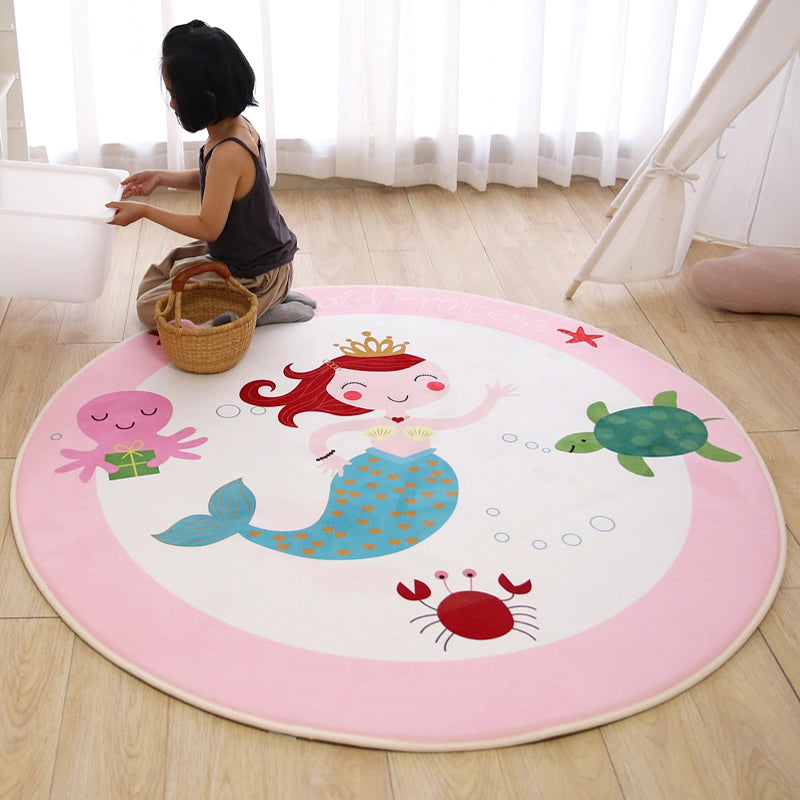 Cartoon Kids Room Rug Multi Colored Animal Carpet Cotton Pet-Friendly Machine Wash Indoor Rug