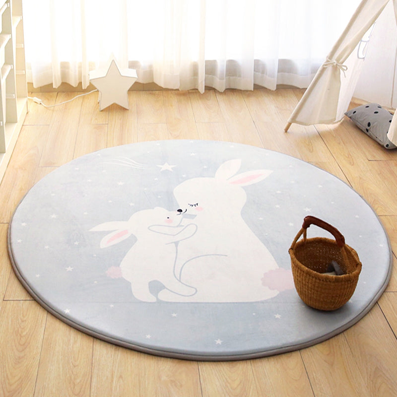 Cartoon Kids Room Rug Multi Colored Animal Carpet Cotton Pet-Friendly Machine Wash Indoor Rug