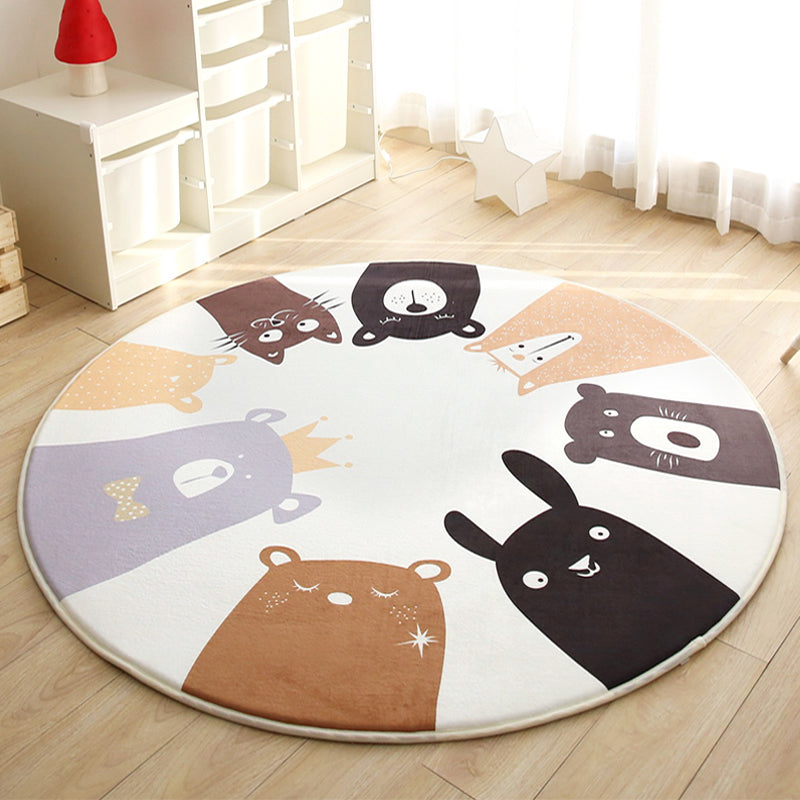 Cartoon Kids Room Rug Multi Colored Animal Carpet Cotton Pet-Friendly Machine Wash Indoor Rug