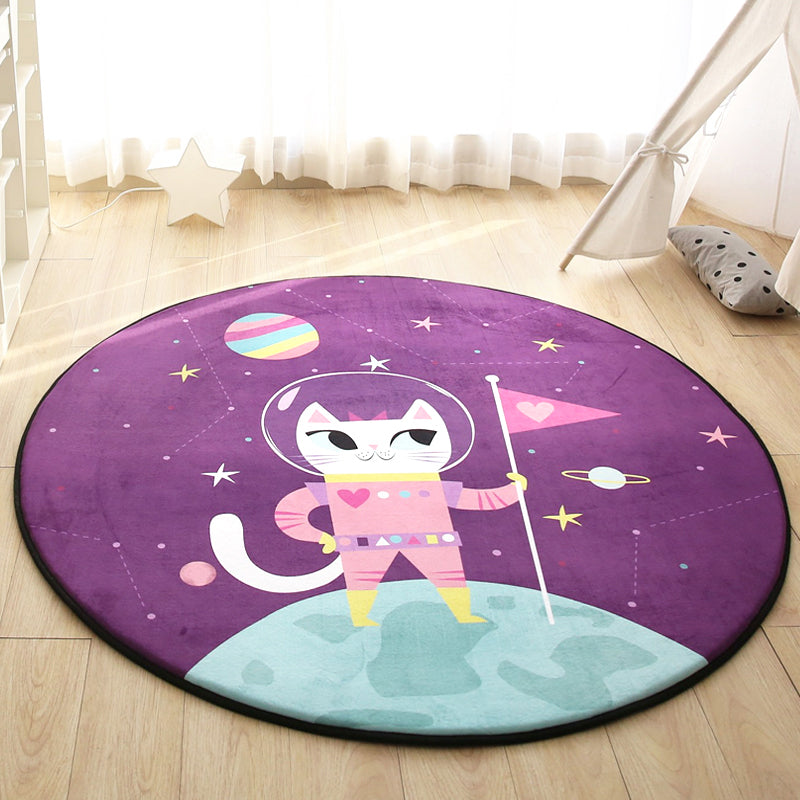 Cartoon Kids Room Rug Multi Colored Animal Carpet Cotton Pet-Friendly Machine Wash Indoor Rug