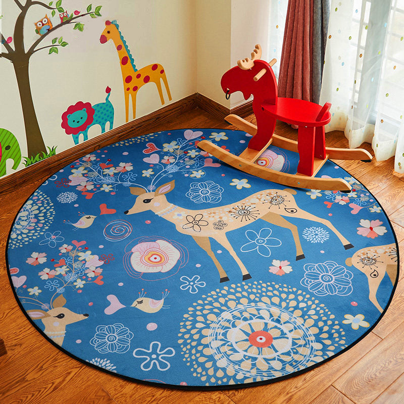 Stylish Cartoon Rug Multicolor Fairy Tale World Rug Non-Slip Backing Machine Washable Stain Resistant Carpet for Nursery School Blue Clearhalo 'Area Rug' 'Rug' 2105939