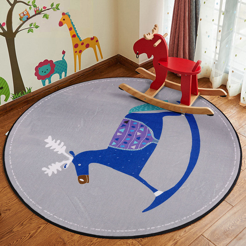 Stylish Cartoon Rug Multicolor Fairy Tale World Rug Non-Slip Backing Machine Washable Stain Resistant Carpet for Nursery School Gray-Blue Clearhalo 'Area Rug' 'Rug' 2105942