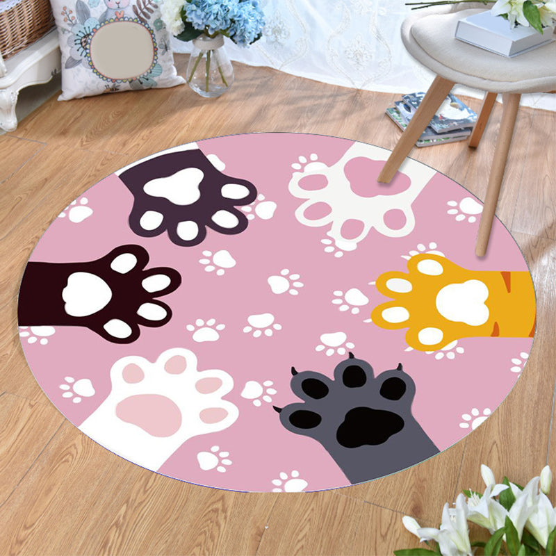 Aesthetics Animal Pattern Rug Multi Colored Cartoon Carpet Polyester Machine Washable Anti-Slip Backing Pet Friendly Rug for Child Room - Pink - Clearhalo - 'Area Rug' - 'Rug' - 2105954