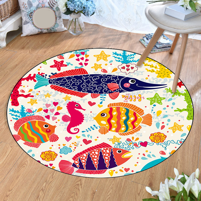 Aesthetics Animal Pattern Rug Multi Colored Cartoon Carpet Polyester Machine Washable Anti-Slip Backing Pet Friendly Rug for Child Room - Yellow - Clearhalo - 'Area Rug' - 'Rug' - 2105961