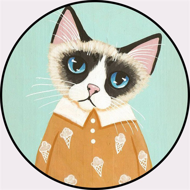 Creative Colorful Cartoon Rug Synthetics Portrait of Animal Man Pattern Carpet Anti-Slip Washable Pet Friendly - view 2