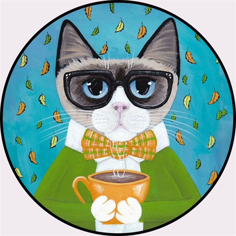 Creative Colorful Cartoon Rug Synthetics Portrait of Animal Man Pattern Carpet Anti-Slip Washable Pet Friendly - view 5