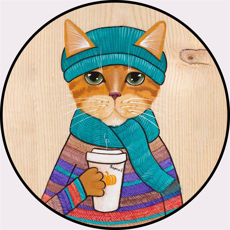 Creative Colorful Cartoon Rug Synthetics Portrait of Animal Man Pattern Carpet Anti-Slip Washable Pet Friendly