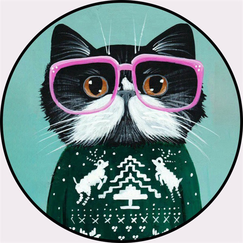Creative Colorful Cartoon Rug Synthetics Portrait of Animal Man Pattern Carpet Anti-Slip Washable Pet Friendly - view 12