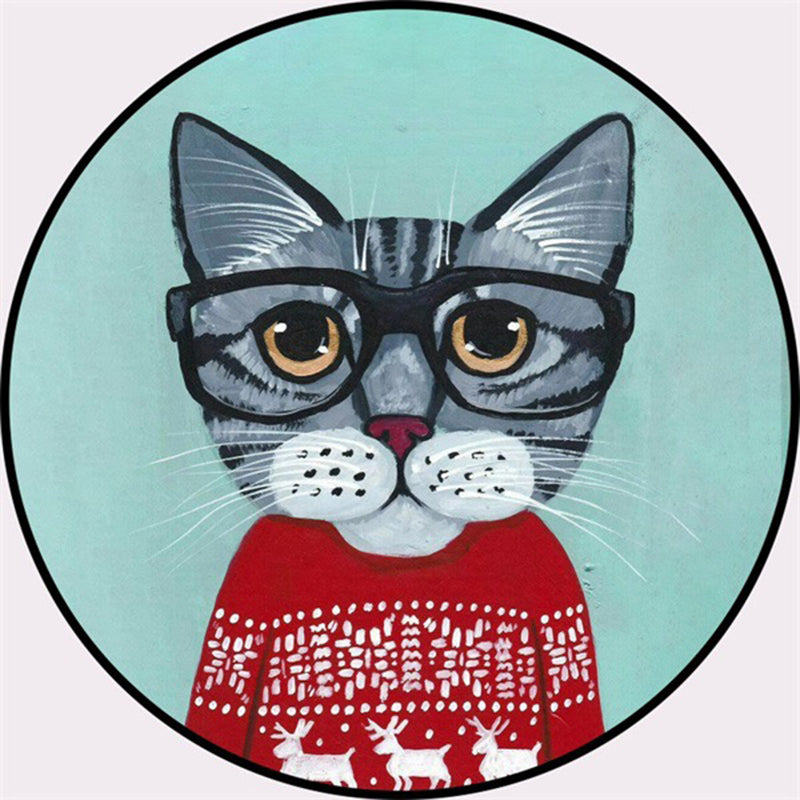 Creative Colorful Cartoon Rug Synthetics Portrait of Animal Man Pattern Carpet Anti-Slip Washable Pet Friendly - view 8
