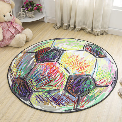 Childrens Art Animal Rug Multi Color Polypropylene Carpet Washable Pet Friendly Anti-Slip Rug for Kids Bedroom - Light Yellow - Clearhalo - 'Area Rug' - 'Rug' - 2105978