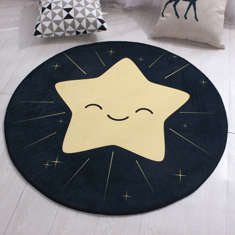 Childrens Art Animal Rug Multi Color Polypropylene Carpet Washable Pet Friendly Anti-Slip Rug for Kids Bedroom - Black - Clearhalo - 'Area Rug' - 'Rug' - 2105982