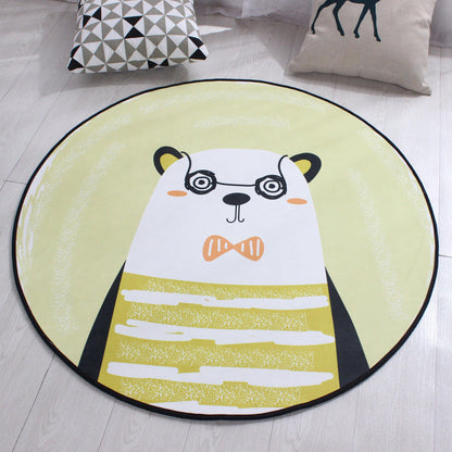 Childrens Art Animal Rug Multi Color Polypropylene Carpet Washable Pet Friendly Anti-Slip Rug for Kids Bedroom - Yellow - Clearhalo - 'Area Rug' - 'Rug' - 2105984