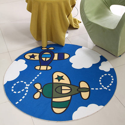 Cartoon Baby Boys Room Rug Multicolor Patterned Carpet Polyester Non-Slip Pet Friendly Washable Rug