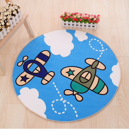 Cartoon Baby Boys Room Rug Multicolor Patterned Carpet Polyester Non-Slip Pet Friendly Washable Rug