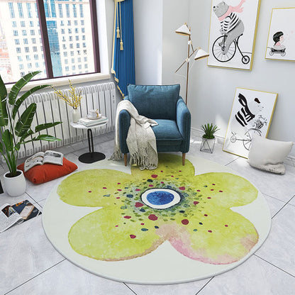 Multi Colored Bedroom Foot Rug Kids Floral Rug Cotton Machine Wash Pet Friendly Area Carpet - Yellow - Clearhalo - 'Area Rug' - 'Rug' - 2105992