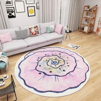 Multi Colored Bedroom Foot Rug Kids Floral Rug Cotton Machine Wash Pet Friendly Area Carpet - Nude Pink - Clearhalo - 'Area Rug' - 'Rug' - 2105997