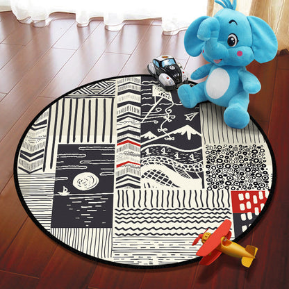 Multicolored Adventure Map Rug Synthetics Cartoon Carpet Anti-Slip Backing Stain Resistant Machine Washable Area Rug for Kids Room - Grey - Clearhalo - 'Area Rug' - 'Rug' - 2106001