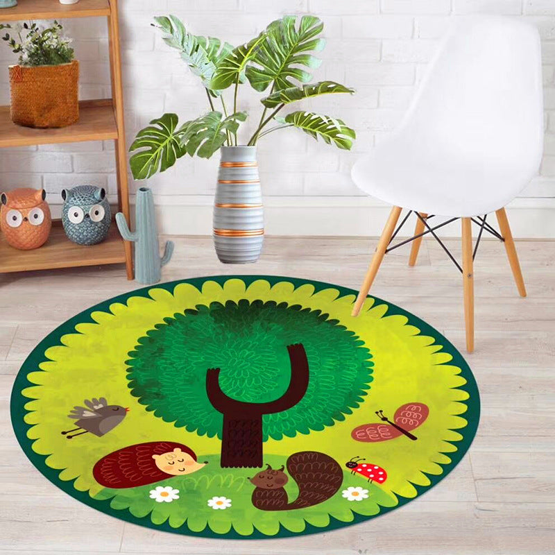 Educational Cartoon Rug Multi Colored Patterned Carpet Machine Washable Pet Friendly Non-Slip Backing Rug for Child Bedroom