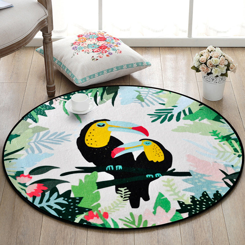 Pretty Kids Rug Multi Color Animal and Botanics Pattern Rug Pet Friendly Washable Anti-Slip Area Rug for Playroom - Clearhalo - 'Area Rug' - 'Rug' - 2106022