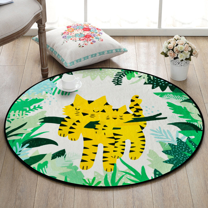 Pretty Kids Rug Multi Color Animal and Botanics Pattern Rug Pet Friendly Washable Anti-Slip Area Rug for Playroom - Clearhalo - 'Area Rug' - 'Rug' - 2106023