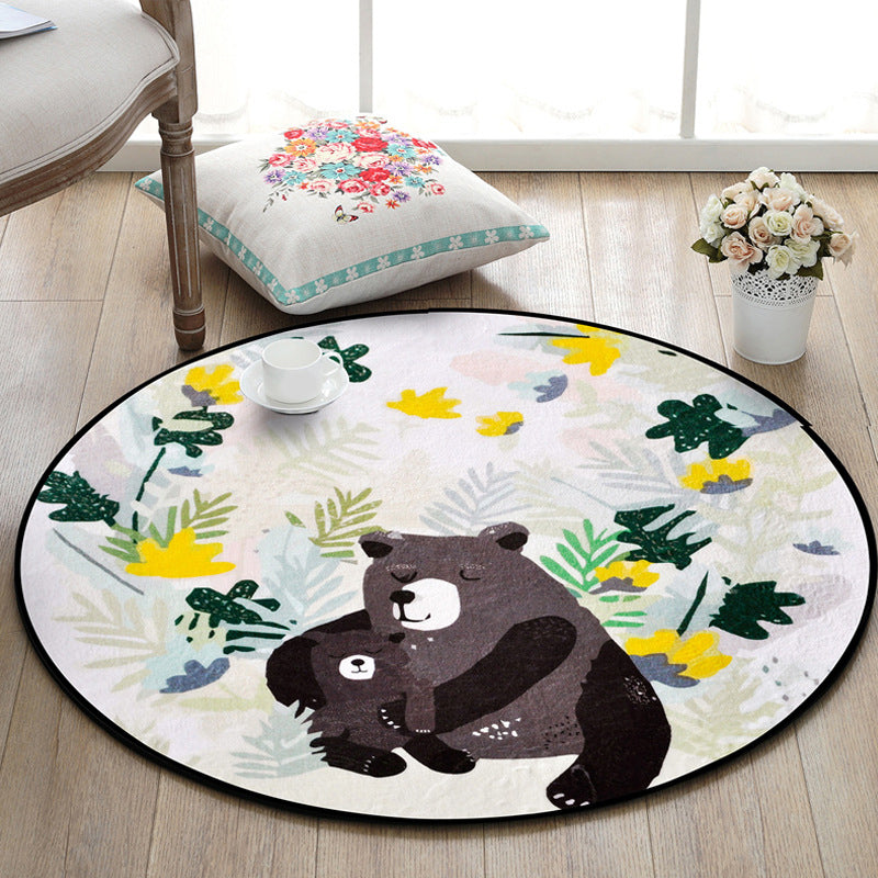 Pretty Kids Rug Multi Color Animal and Botanics Pattern Rug Pet Friendly Washable Anti-Slip Area Rug for Playroom - Grey - Clearhalo - 'Area Rug' - 'Rug' - 2106028