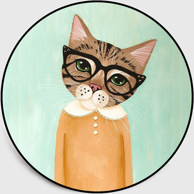 Cool Multicolor Gentleman Cat Rug Polyester Cartoon Rug Pet Friendly Non-Slip Washable Carpet for Bedroom - view 6