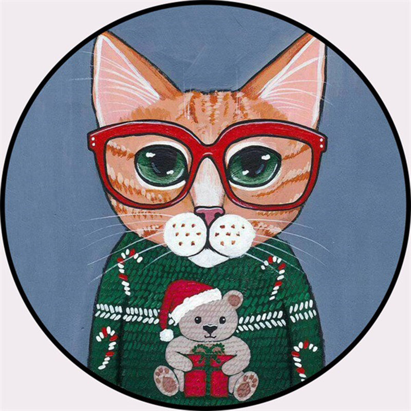 Cool Multicolor Gentleman Cat Rug Polyester Cartoon Rug Pet Friendly Non-Slip Washable Carpet for Bedroom - view 4
