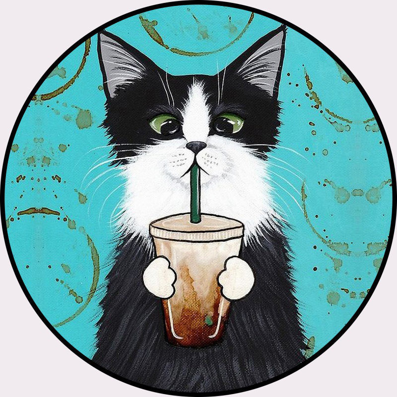 Cool Multicolor Gentleman Cat Rug Polyester Cartoon Rug Pet Friendly Non-Slip Washable Carpet for Bedroom - view 5