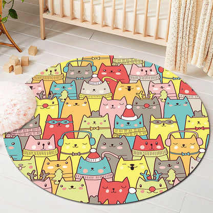 Kids Style Baby Room Rug Multi Color Comics Animal Area Carpet Synthetics Stain Resistant Washable Anti-Slip Rug - Aqua - Clearhalo - 'Area Rug' - 'Rug' - 2106064