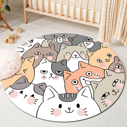 Kids Style Baby Room Rug Multi Color Comics Animal Area Carpet Synthetics Stain Resistant Washable Anti-Slip Rug - White-Gray - Clearhalo - 'Area Rug' - 'Rug' - 2106065