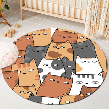 Kids Style Baby Room Rug Multi Color Comics Animal Area Carpet Synthetics Stain Resistant Washable Anti-Slip Rug - Orange - Clearhalo - 'Area Rug' - 'Rug' - 2106066