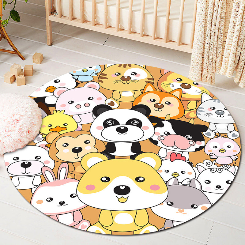 Kids Style Baby Room Rug Multi Color Comics Animal Area Carpet Synthetics Stain Resistant Washable Anti-Slip Rug - Yellow - Clearhalo - 'Area Rug' - 'Rug' - 2106067