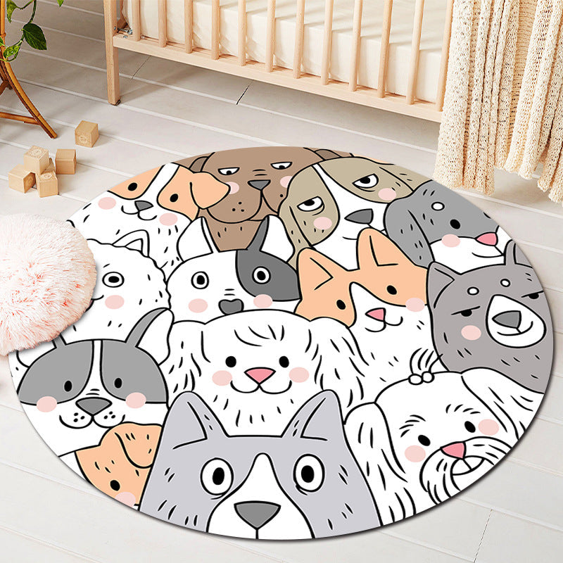 Kids Style Baby Room Rug Multi Color Comics Animal Area Carpet Synthetics Stain Resistant Washable Anti-Slip Rug - Orange-White - Clearhalo - 'Area Rug' - 'Rug' - 2106070