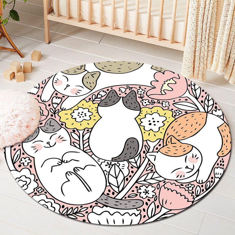 Kids Style Baby Room Rug Multi Color Comics Animal Area Carpet Synthetics Stain Resistant Washable Anti-Slip Rug - Orange-Yellow - Clearhalo - 'Area Rug' - 'Rug' - 2106073