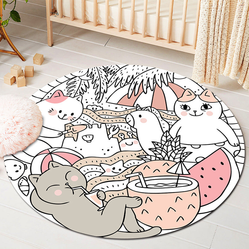 Kids Style Baby Room Rug Multi Color Comics Animal Area Carpet Synthetics Stain Resistant Washable Anti-Slip Rug - Orange Pink - Clearhalo - 'Area Rug' - 'Rug' - 2106074