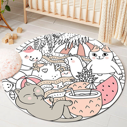 Kids Style Baby Room Rug Multi Color Comics Animal Area Carpet Synthetics Stain Resistant Washable Anti-Slip Rug - Orange Pink - Clearhalo - 'Area Rug' - 'Rug' - 2106074