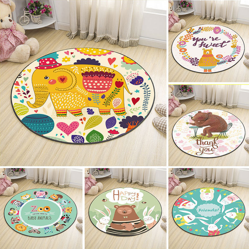Cute Cartoon Indoor Rug Multicolor Animal Print Carpet Machine Washable Stain Resistant Non-Slip Rug for Nurse