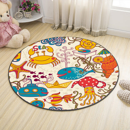 Cute Cartoon Indoor Rug Multicolor Animal Print Carpet Machine Washable Stain Resistant Non-Slip Rug for Nursery