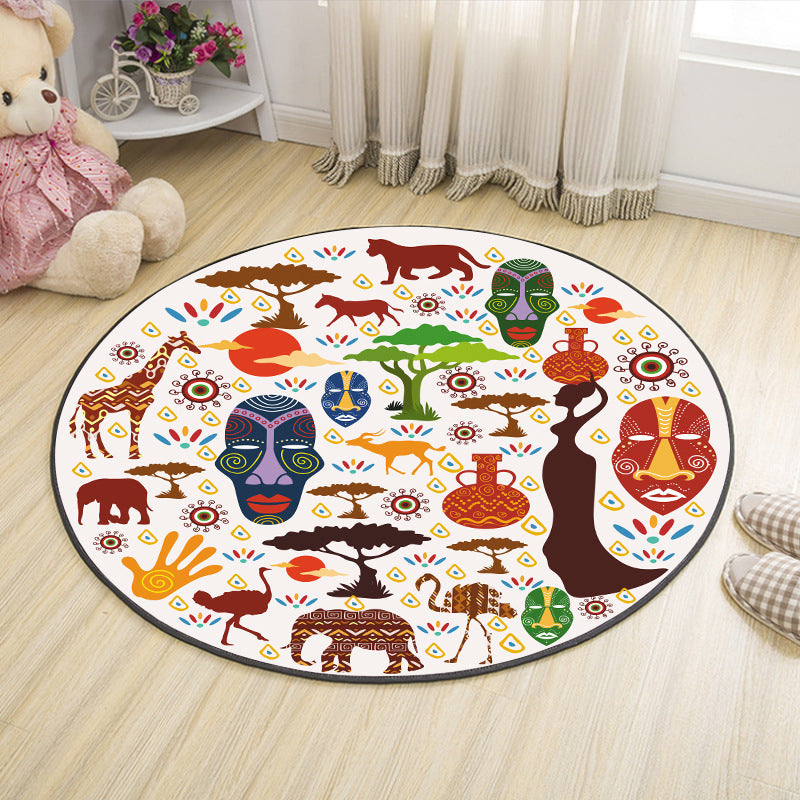 Cute Cartoon Indoor Rug Multicolor Animal Print Carpet Machine Washable Stain Resistant Non-Slip Rug for Nursery