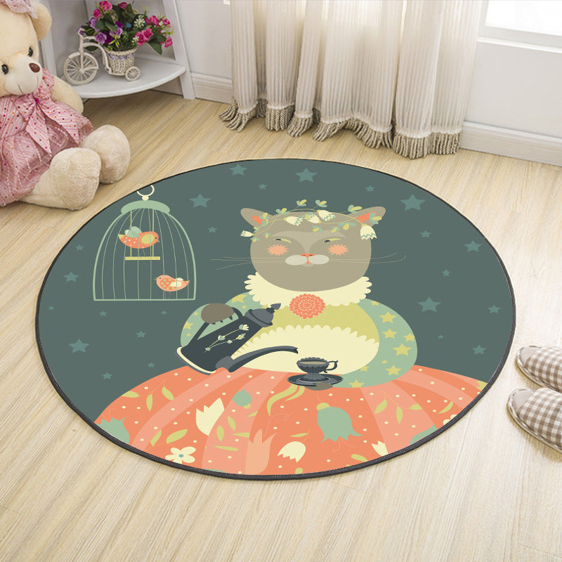 Cute Cartoon Indoor Rug Multicolor Animal Print Carpet Machine Washable Stain Resistant Non-Slip Rug for Nursery