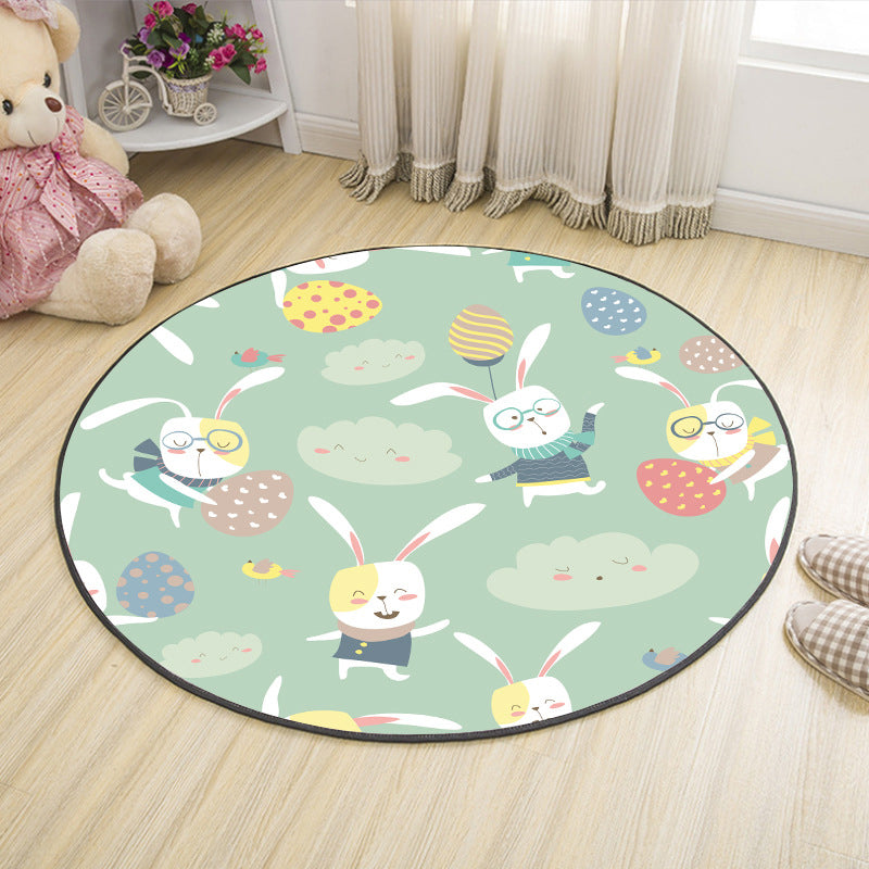 Cute Cartoon Indoor Rug Multicolor Animal Print Carpet Machine Washable Stain Resistant Non-Slip Rug for Nursery