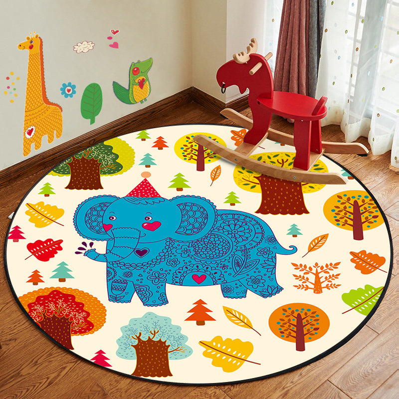 Learn and Play Cartoon Rug Multi Color Animal Pattern Rug Pet Friendly Anti-Slip Backing Washable Rug for Kids - Blue - Clearhalo - 'Area Rug' - 'Rug' - 2106086