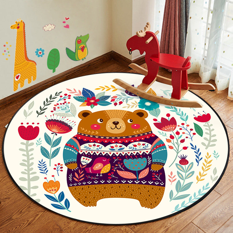 Learn and Play Cartoon Rug Multi Color Animal Pattern Rug Pet Friendly Anti-Slip Backing Washable Rug for Kids - Brown - Clearhalo - 'Area Rug' - 'Rug' - 2106087