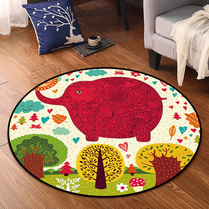 Bright Multi Colored Animal Rug Synthetics Cartoon Carpet Pet Friendly Anti-Slip Backing Washable Rug for Childrens Room - Red - Clearhalo - 'Area Rug' - 'Rug' - 2106091