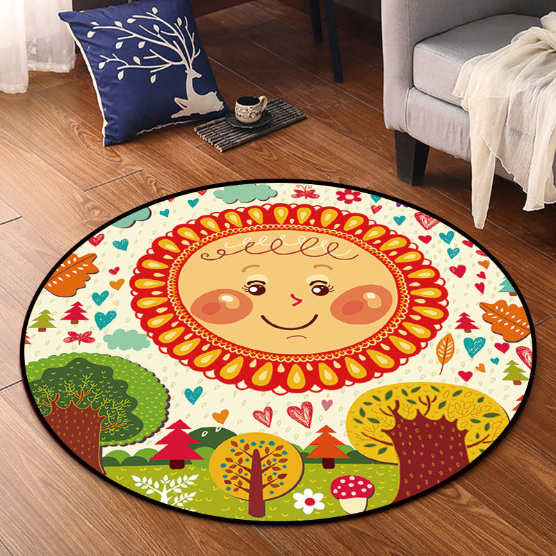 Bright Multi Colored Animal Rug Synthetics Cartoon Carpet Pet Friendly Anti-Slip Backing Washable Rug for Childrens Room - Yellow-Red - Clearhalo - 'Area Rug' - 'Rug' - 2106092