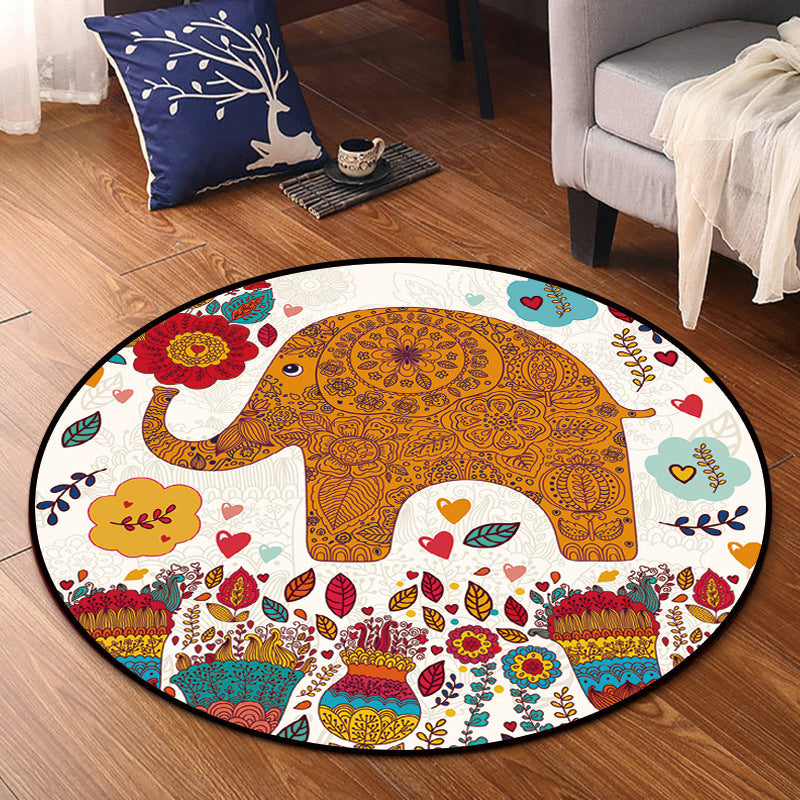 Bright Multi Colored Animal Rug Synthetics Cartoon Carpet Pet Friendly Anti-Slip Backing Washable Rug for Childrens Room - Dark Yellow - Clearhalo - 'Area Rug' - 'Rug' - 2106093