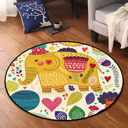 Bright Multi Colored Animal Rug Synthetics Cartoon Carpet Pet Friendly Anti-Slip Backing Washable Rug for Childrens Room - Yellow - Clearhalo - 'Area Rug' - 'Rug' - 2106094