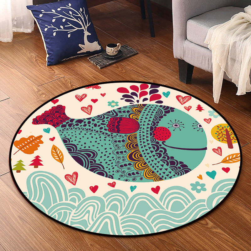 Bright Multi Colored Animal Rug Synthetics Cartoon Carpet Pet Friendly Anti-Slip Backing Washable Rug for Childrens Room - Lake Green - Clearhalo - 'Area Rug' - 'Rug' - 2106095